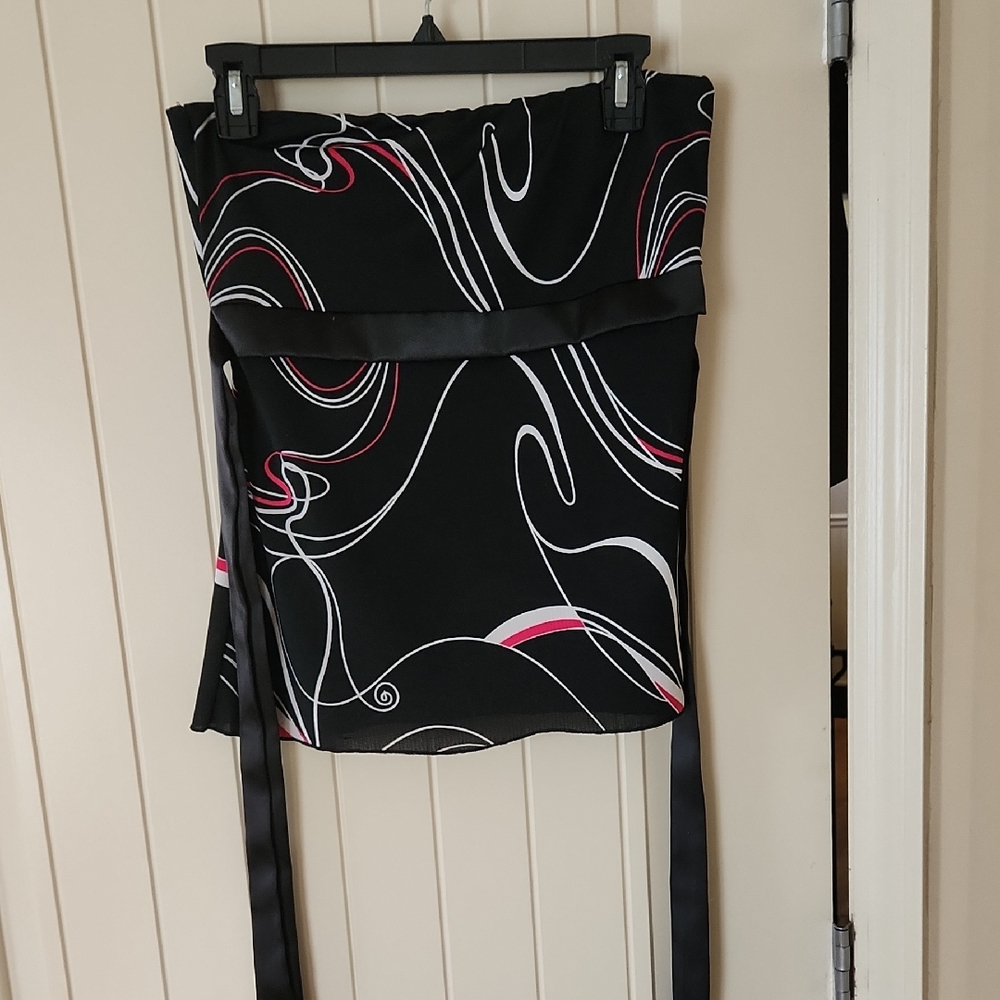Charlotte Russe Black Dress with Pink and White Swirl